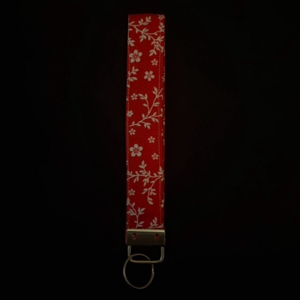 Red Floral Keychain Wristlet